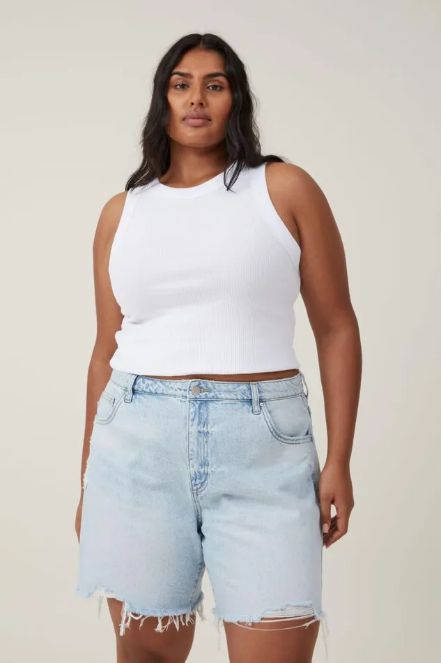 Women Skirts and Shorts Cotton On Relaxed Denim Short Air Blue Rip