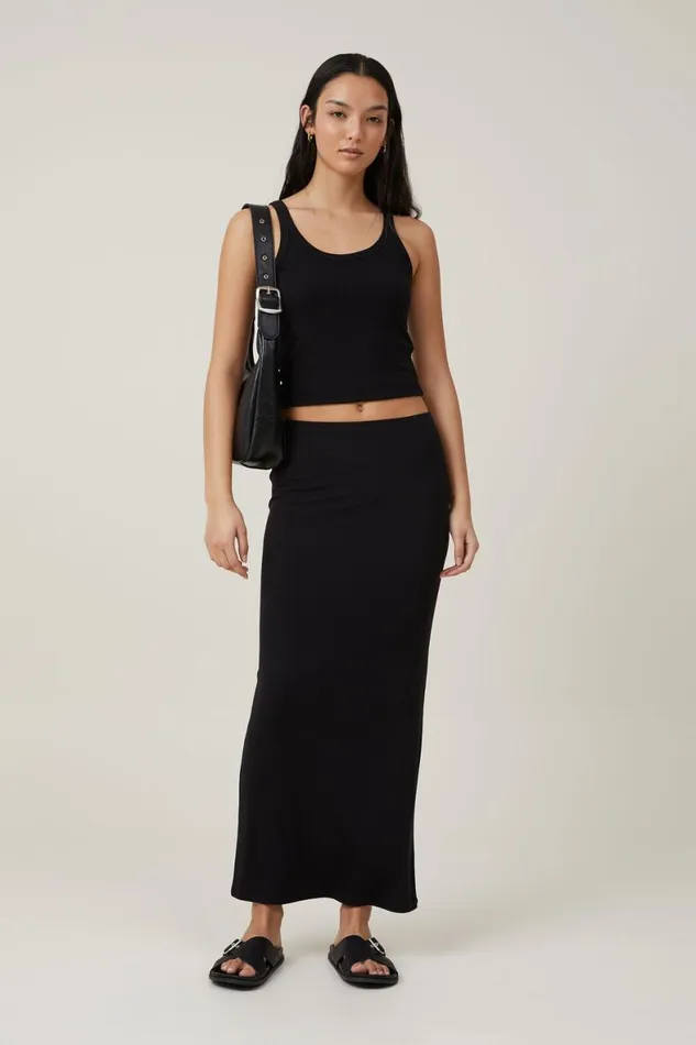 Women Skirts Cotton On Staple Rib Maxi Skirt Black