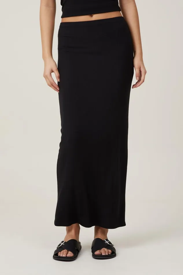 Women Skirts Cotton On Staple Rib Maxi Skirt Black