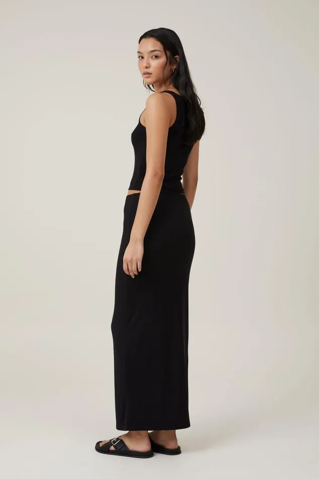 Women Skirts Cotton On Staple Rib Maxi Skirt Black