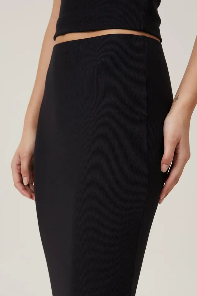 Women Skirts Cotton On Staple Rib Maxi Skirt Black