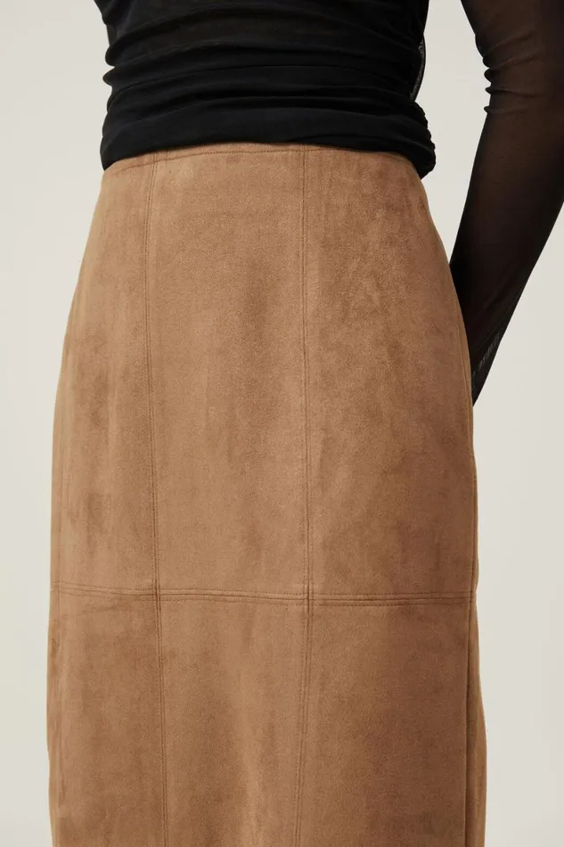Women Skirts Cotton On Suede Maxi Skirt Tan