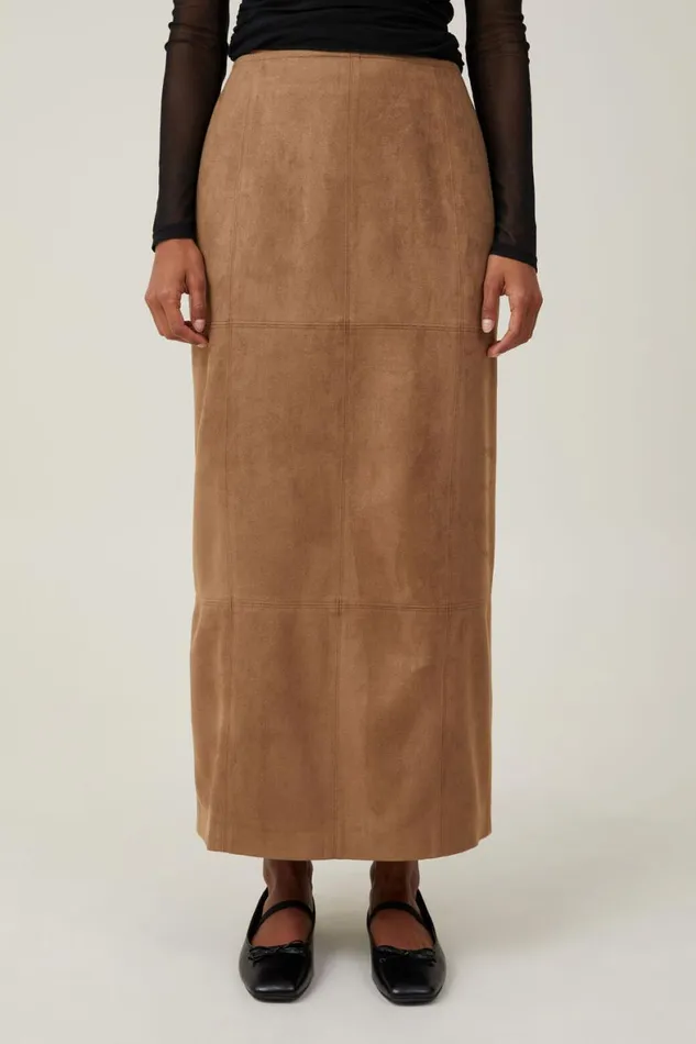 Women Skirts Cotton On Suede Maxi Skirt Tan