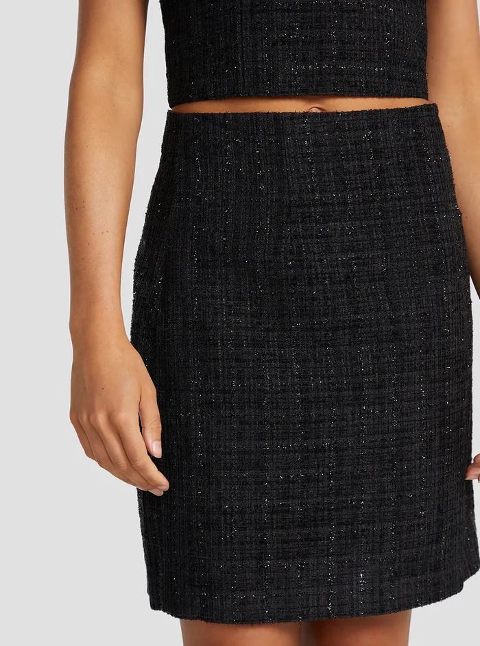 Women Skirts GUESS Black Emma Shimmer Tweed Mini Skirt Women Skirts GUESS Black Emma Shimmer Tweed Mini Skirt
