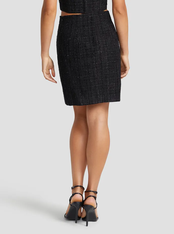 Women Skirts GUESS Black Emma Shimmer Tweed Mini Skirt Women Skirts GUESS Black Emma Shimmer Tweed Mini Skirt