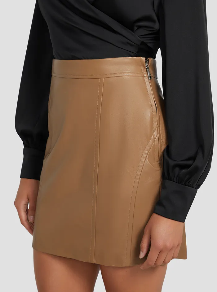 Women Skirts GUESS Brown Faux Leather Celia Mini Skirt