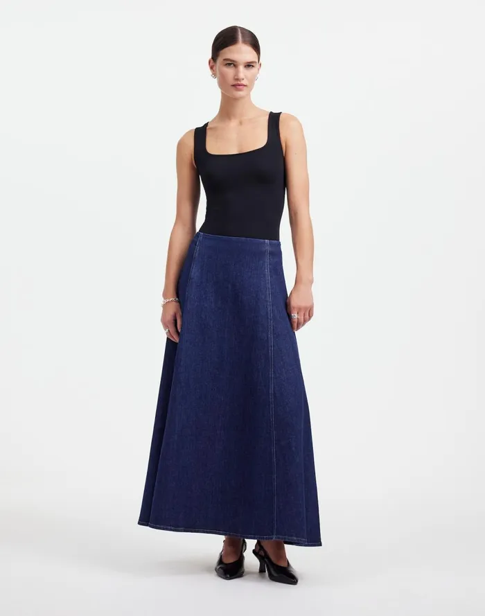Women Skirts Madewell Alexa Chung For Madewell Denim Flare Midi Skirt In Pellson Wash Pellson Wash Women Skirts Madewell Alexa Chung For Madewell Denim Flare Midi Skirt In Pellson Wash Pellson Wash