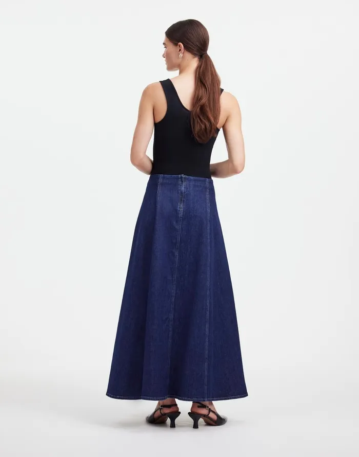 Women Skirts Madewell Alexa Chung For Madewell Denim Flare Midi Skirt In Pellson Wash Pellson Wash