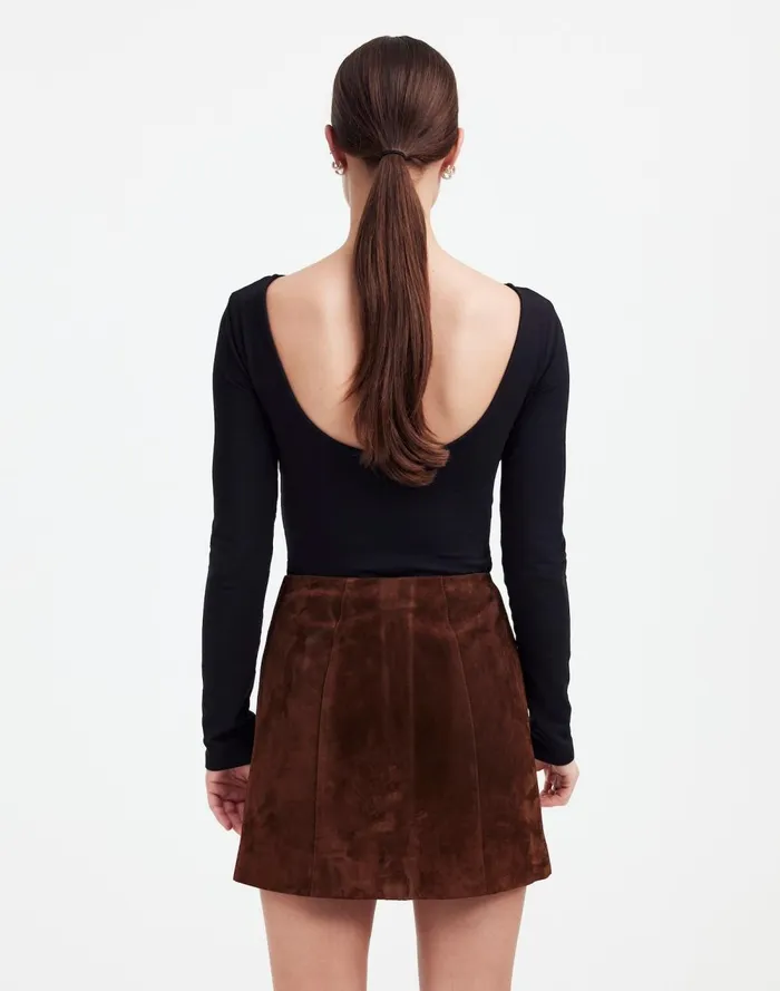 Women Skirts Madewell Alexa Chung For Madewell Suede Mini Skirt Dark Roast Suede