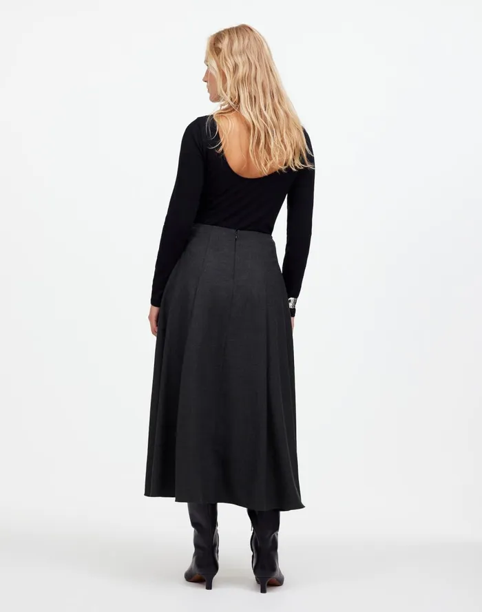 Women Skirts Madewell Flannel Pleated Maxi Skirt Dark Melange Grey