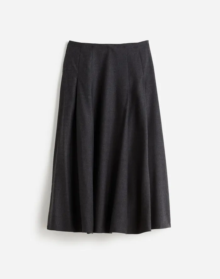 Women Skirts Madewell Flannel Pleated Maxi Skirt Dark Melange Grey