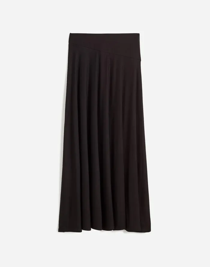 Women Skirts Madewell Jersey AsymmetricSeam Midi Skirt Jet Black