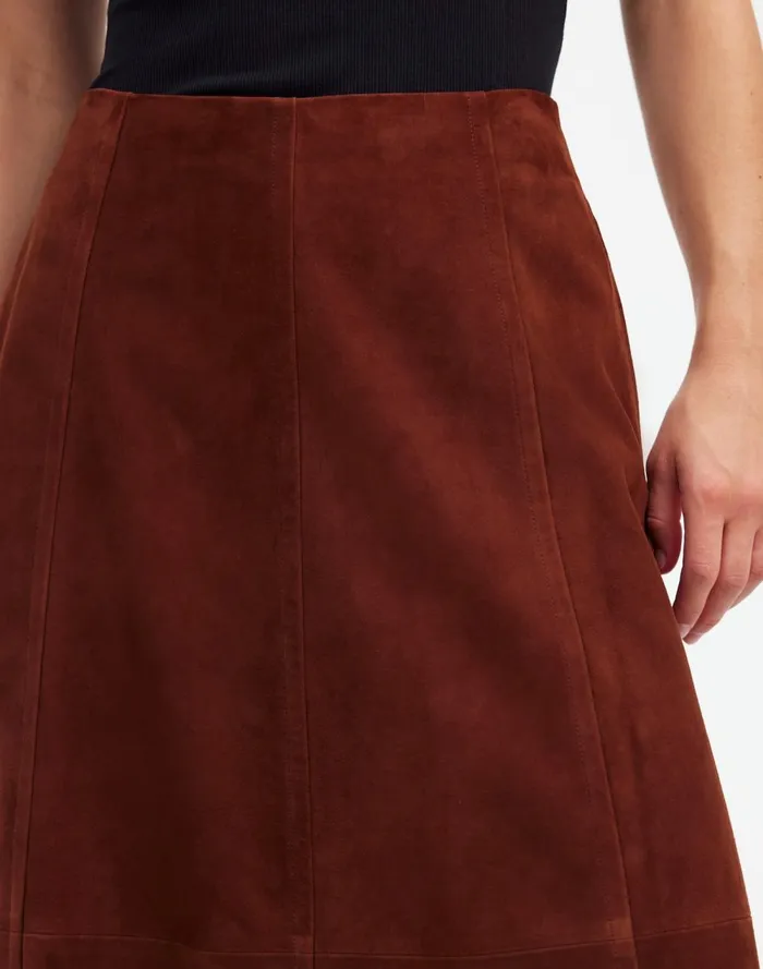 Women Skirts Madewell Suede Seamed Midi Skirt Soft Mahogany