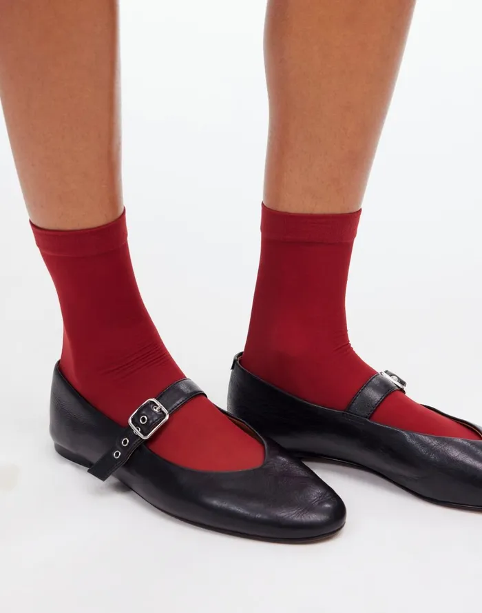 Women Socks Madewell Sheer Ankle Socks Bright Cherry