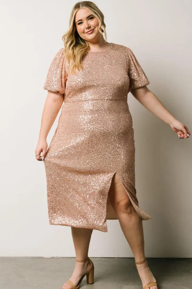 Women Socorro Sequin Midi Dress Champagne Baltic Born Embellished and Sequined Women Socorro Sequin Midi Dress Champagne Baltic Born Embellished and Sequined