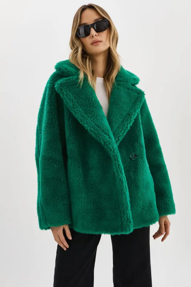 Women SOPHIE Sherpa Jacket Vibrant Green LAMARQUE Sherpa
