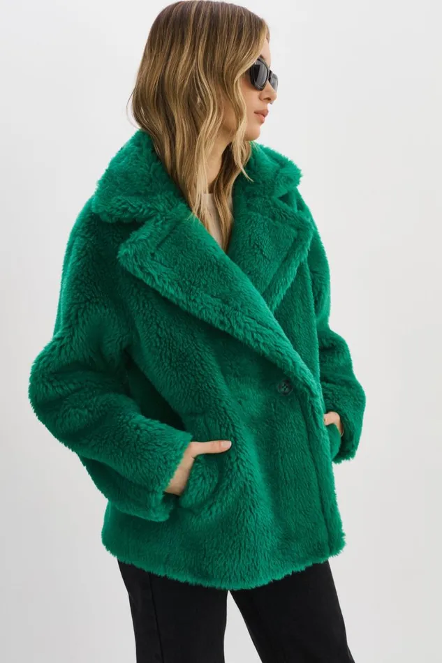 Women SOPHIE Sherpa Jacket Vibrant Green LAMARQUE Sherpa