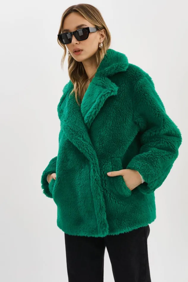 Women SOPHIE Sherpa Jacket Vibrant Green LAMARQUE Sherpa