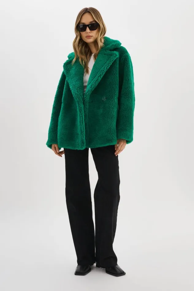 Women SOPHIE Sherpa Jacket Vibrant Green LAMARQUE Sherpa