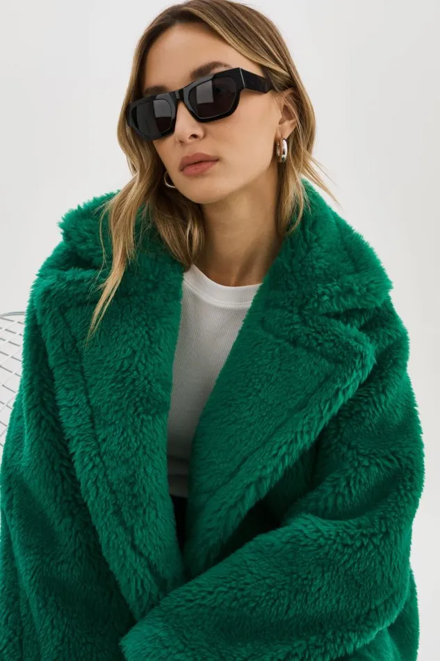 Women SOPHIE Sherpa Jacket Vibrant Green LAMARQUE Sherpa