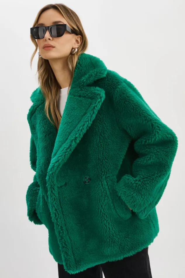 Women SOPHIE Sherpa Jacket Vibrant Green LAMARQUE Sherpa