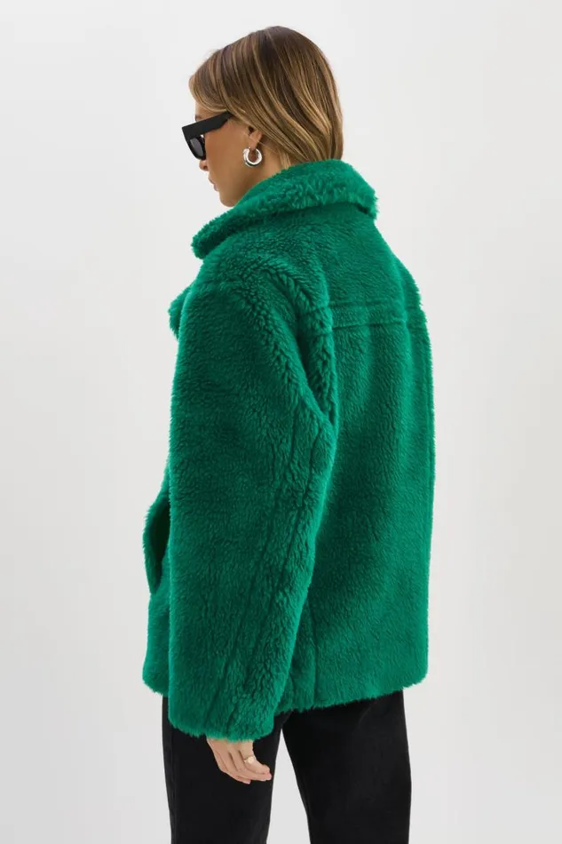 Women SOPHIE Sherpa Jacket Vibrant Green LAMARQUE Sherpa