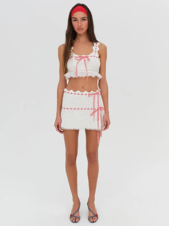 Women Sora Mini Skirt Ivory For Love and Lemons Knitwear