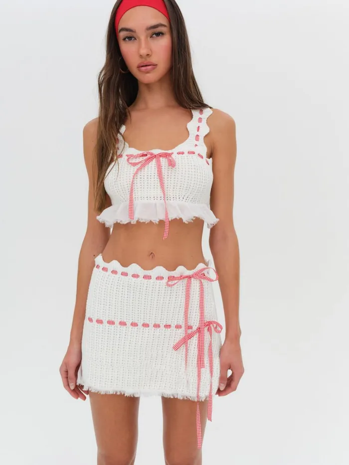 Women Sora Mini Skirt Ivory For Love and Lemons Knitwear