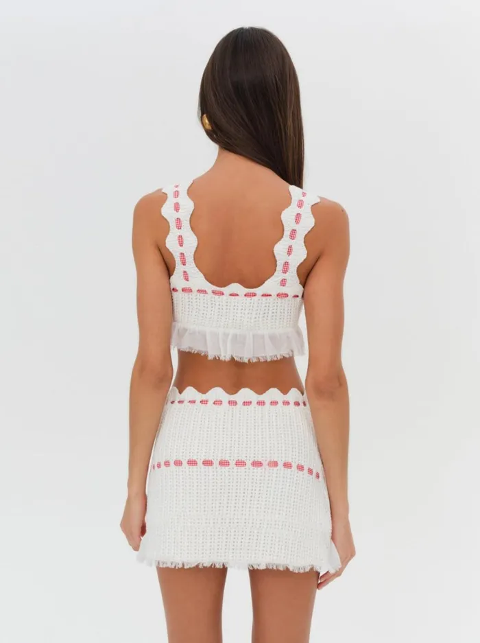 Women Sora Mini Skirt Ivory For Love and Lemons Knitwear
