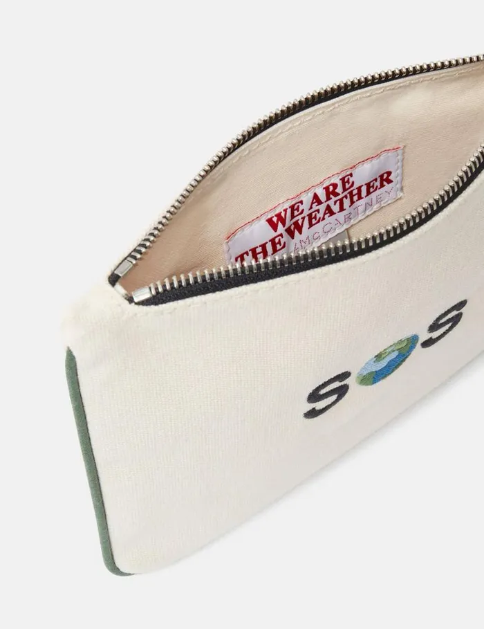 Women SOS Embroidered Zip Cardholder Ivorygreen Stella McCartney Card Cases Women SOS Embroidered Zip Cardholder Ivorygreen Stella McCartney Card Cases