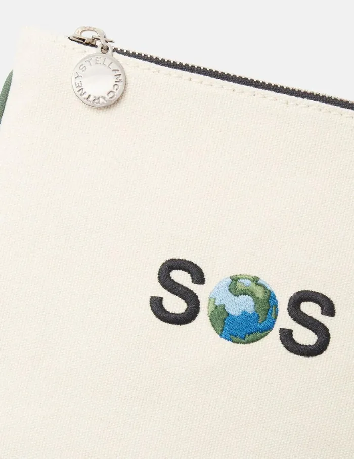 Women SOS Embroidered Zip Cardholder Ivorygreen Stella McCartney Card Cases Women SOS Embroidered Zip Cardholder Ivorygreen Stella McCartney Card Cases