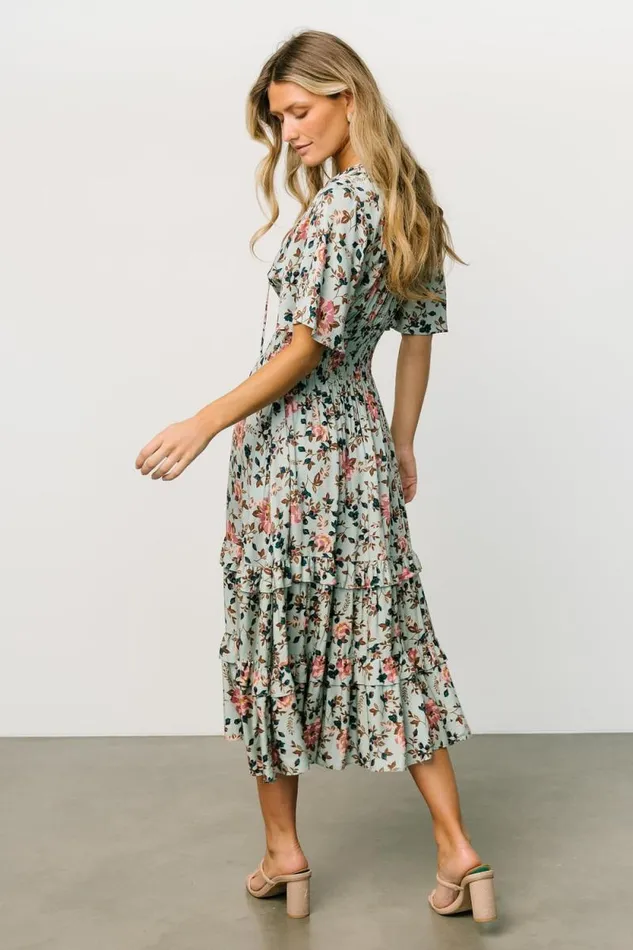 Women Spell Boho Midi Dress Sage Pink Floral Baltic Born Midi Dresses