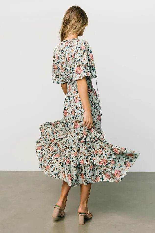 Women Spell Boho Midi Dress Sage Pink Floral Baltic Born Midi Dresses