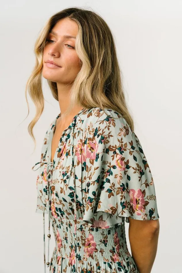 Women Spell Boho Midi Dress Sage Pink Floral Baltic Born Midi Dresses