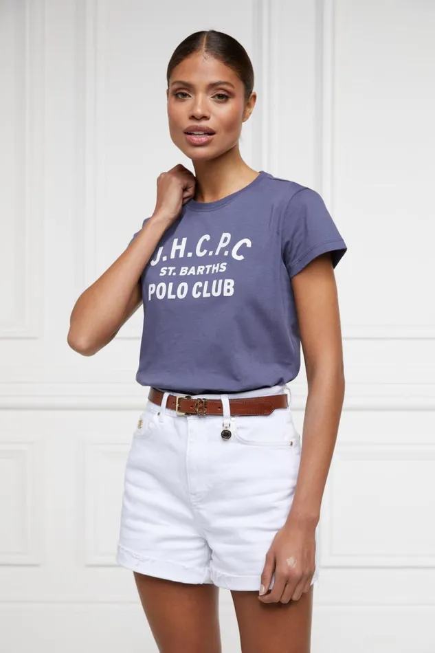 Women St Barths Polo Club Tee Yale Blue Holland Cooper Tees