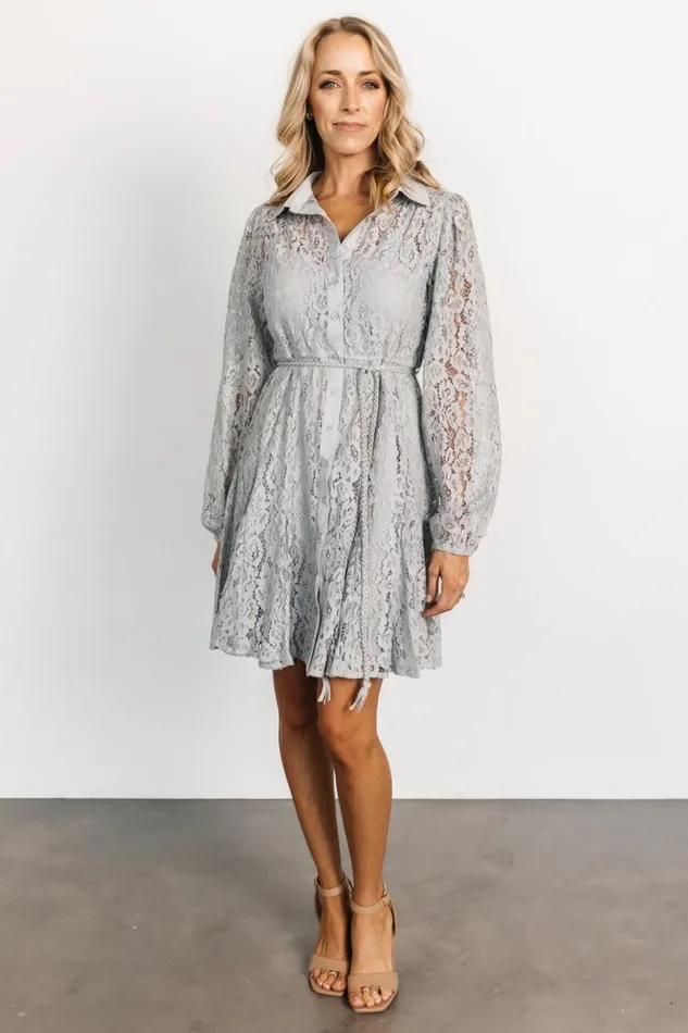 Women Stefan Lace Short Dress Dove Gray Baltic Born Short Dresses