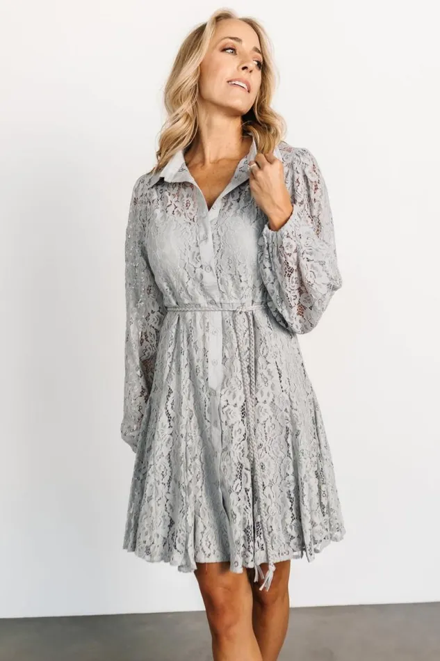Women Stefan Lace Short Dress Dove Gray Baltic Born Short Dresses