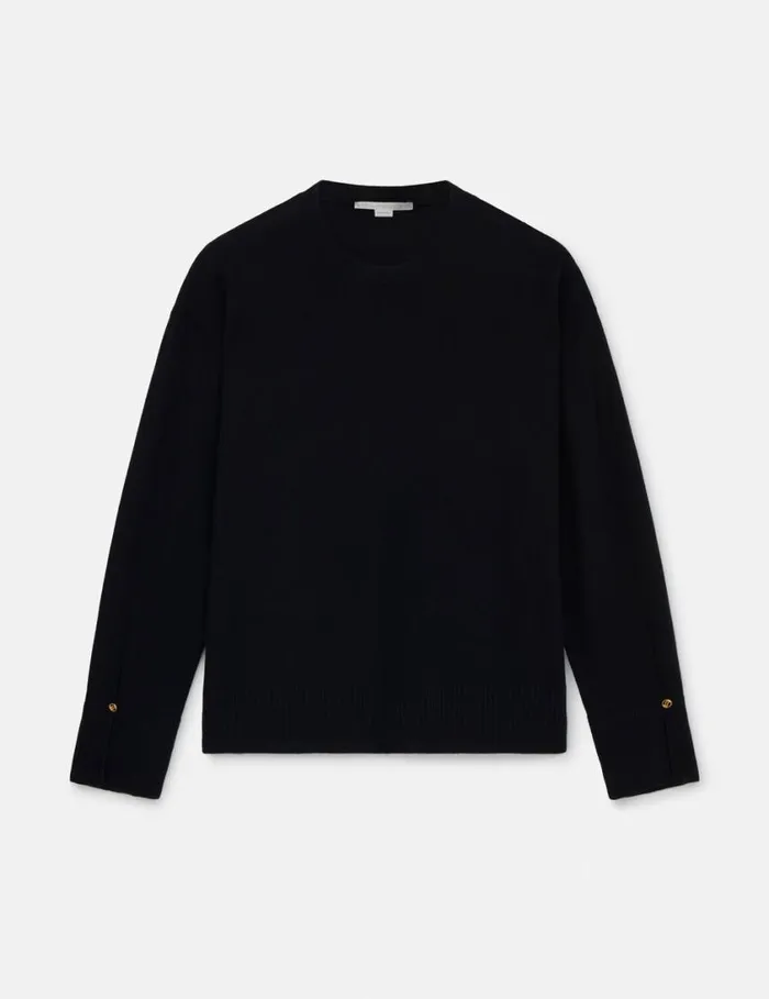 Women Stella Iconics Split Cuff Jumper Black Stella McCartney Knitwear