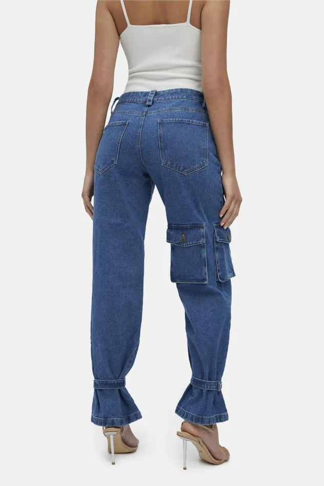 Women Straight Jean Bardot Denim Cargo Pant In Vintage Vintage Women Straight Jean Bardot Denim Cargo Pant In Vintage Vintage