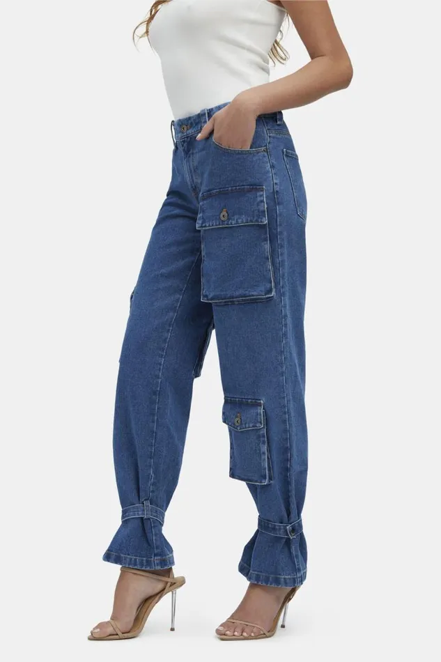 Women Straight Jean Bardot Denim Cargo Pant In Vintage Vintage Women Straight Jean Bardot Denim Cargo Pant In Vintage Vintage