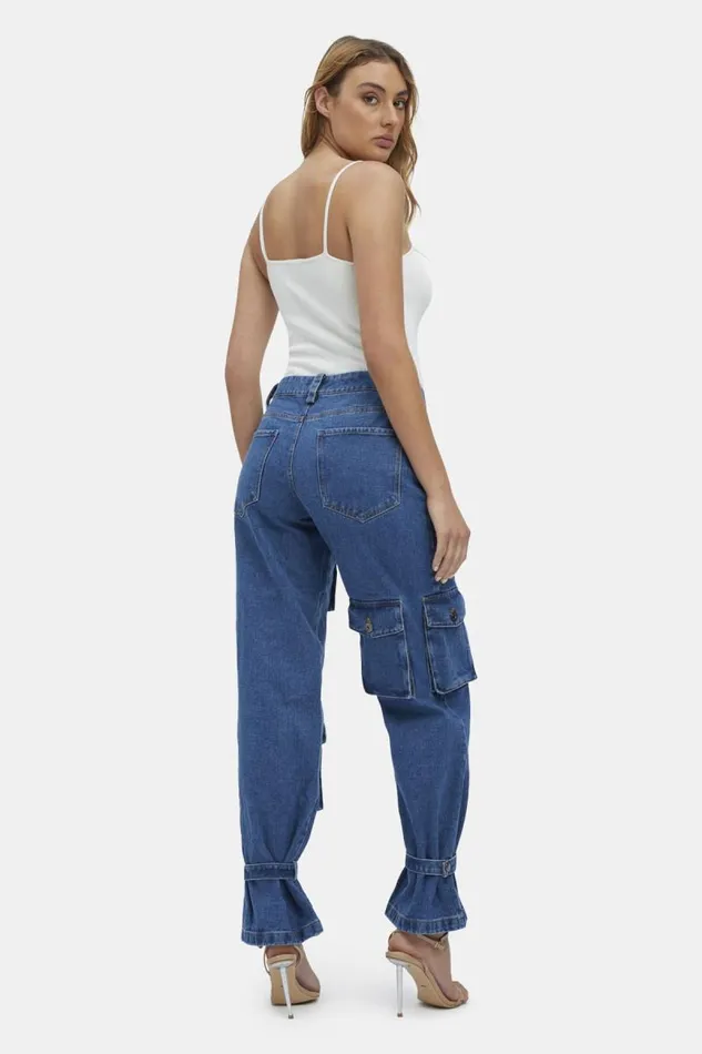Women Straight Jean Bardot Denim Cargo Pant In Vintage Vintage Women Straight Jean Bardot Denim Cargo Pant In Vintage Vintage