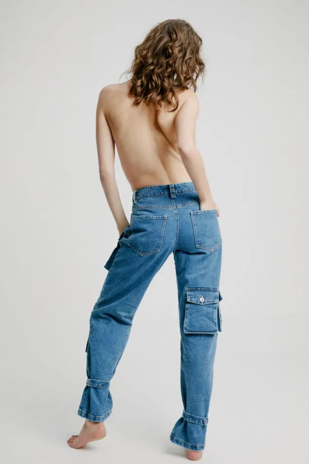 Women Straight Jean Bardot Denim Cargo Pant In Vintage Vintage Women Straight Jean Bardot Denim Cargo Pant In Vintage Vintage