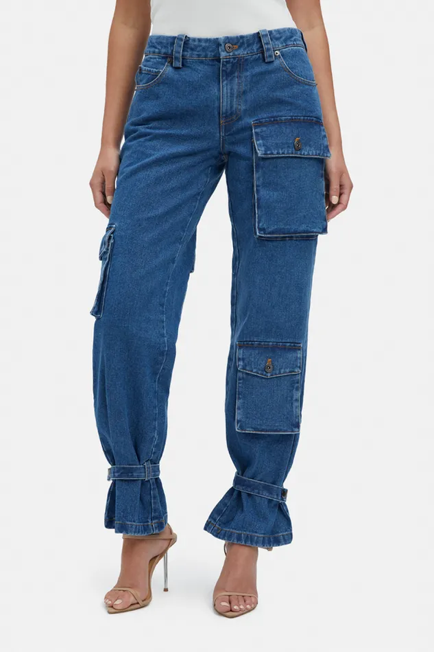 Women Straight Jean Bardot Denim Cargo Pant In Vintage Vintage Women Straight Jean Bardot Denim Cargo Pant In Vintage Vintage
