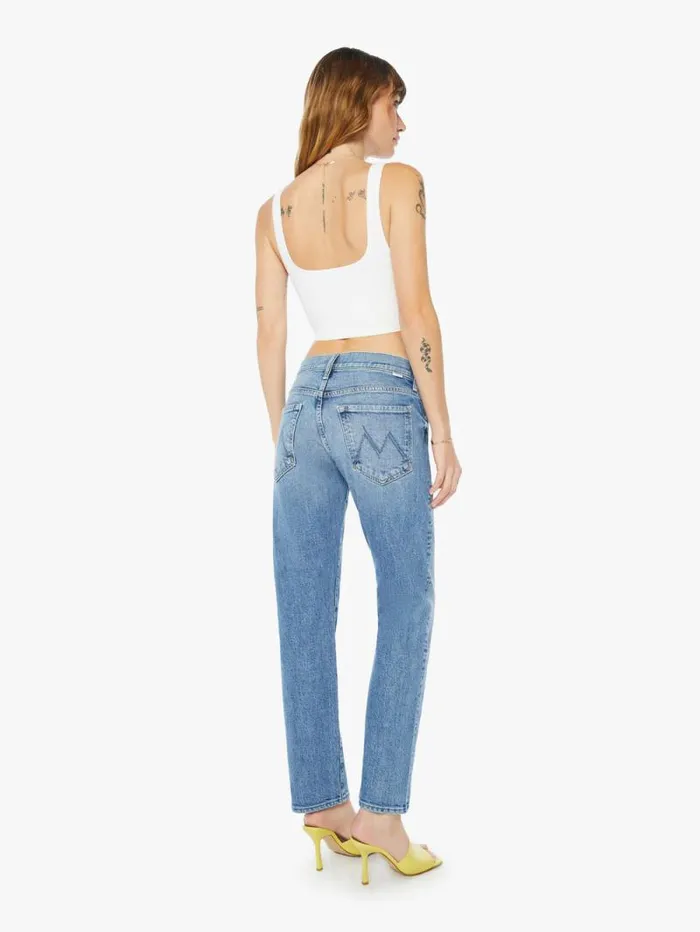 Women Straight Mother Denim The Mid Rise Hiker Hover Blue