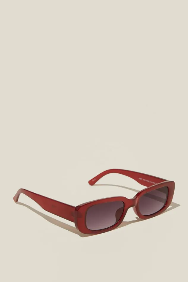 Women Sunglasses Cotton On Abby Rectangle Sunglasses Sangria