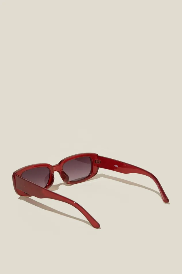 Women Sunglasses Cotton On Abby Rectangle Sunglasses Sangria