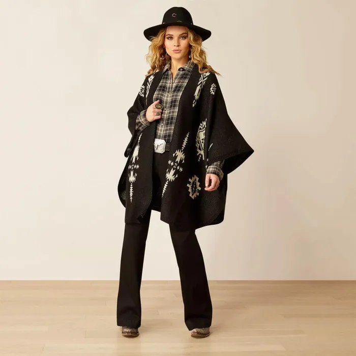 Women Sweaters and Cardigans Ariat Delta Poncho Blacksummer Sand