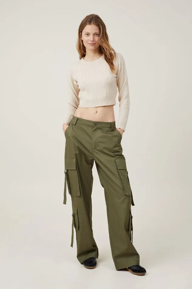 Women Sweaters and Cardigans Cotton On Everfine Cable Crew Neck Pullover Stone