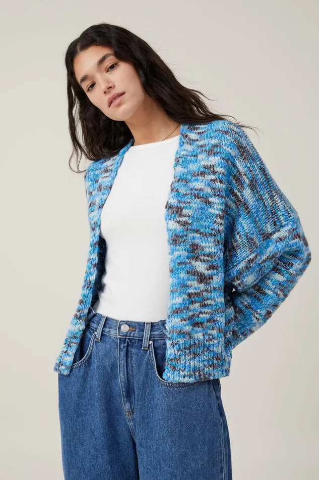 Women Sweaters and Cardigans Cotton On Happy Crop Cardigan Blue Multi