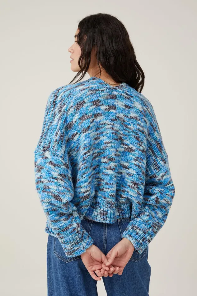 Women Sweaters and Cardigans Cotton On Happy Crop Cardigan Blue Multi